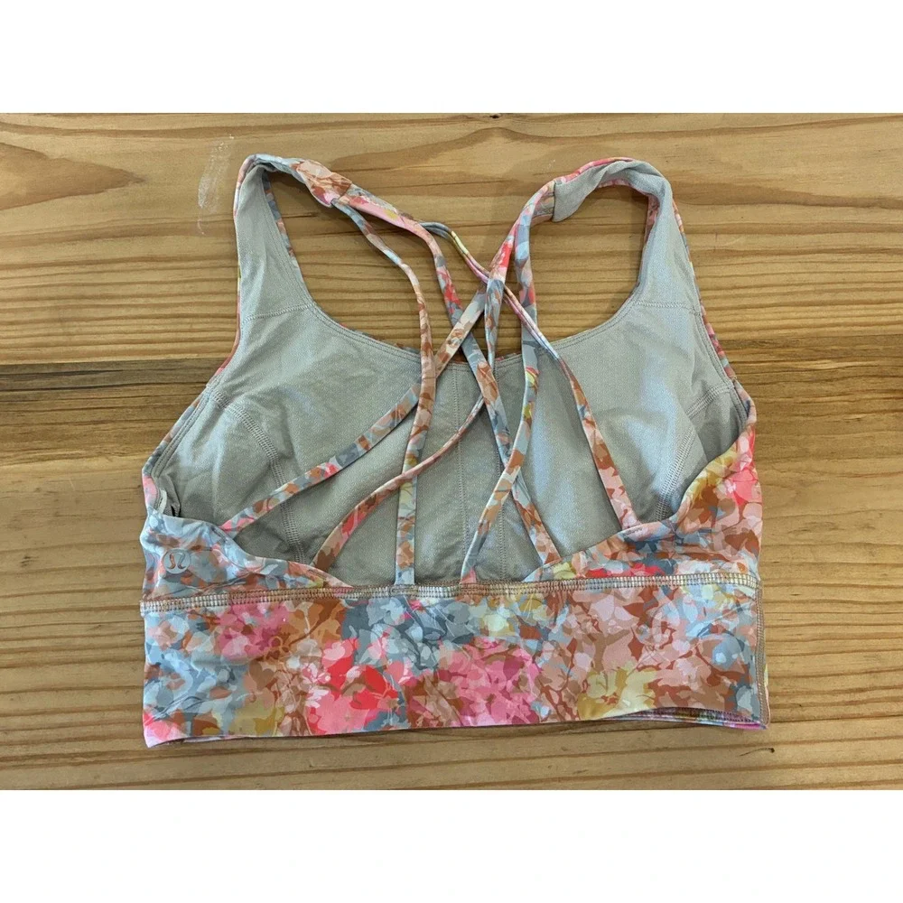 Lululemon Free To Be Serene Bra High Neck Long Line Floral Multi Size 6 W2BMHS